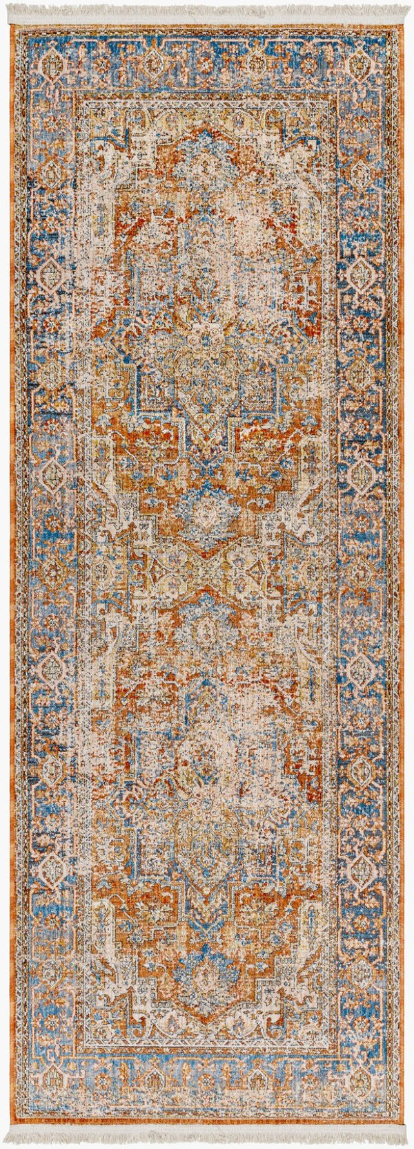 Livabliss Chicago Traditional Fringe Accent Rug Low Pile Polyester Weave for Entryway Decor Burnt Orange, R 2'10" x 8' CHG2301-2108
