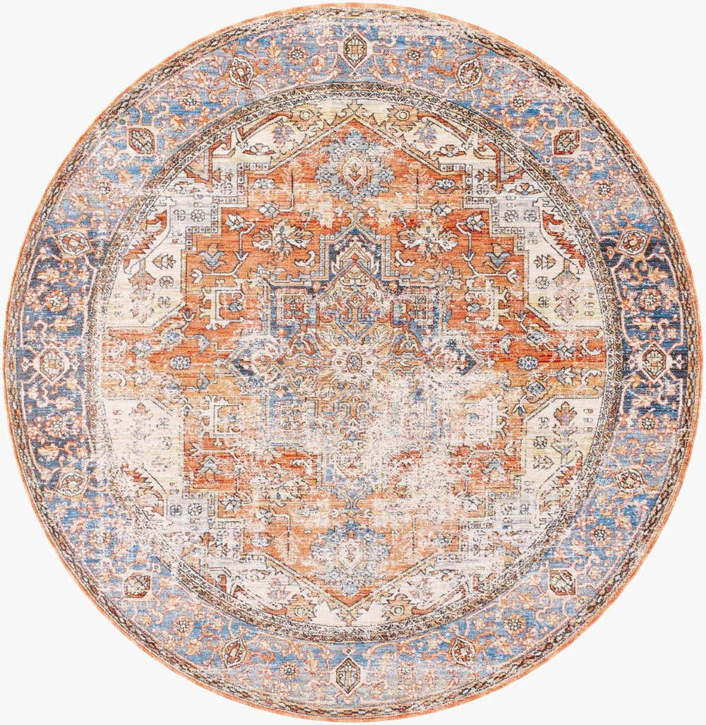 Livabliss Chicago Traditional Fringe Accent Rug Low Pile Polyester Weave for Entryway Decor Burnt Orange, R 6'7" x 6'7" CHG2301-67RD