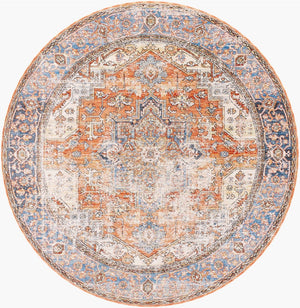 Livabliss Chicago Traditional Fringe Accent Rug Low Pile Polyester Weave for Entryway Decor Burnt Orange, R 6'7" x 6'7" CHG2301-67RD