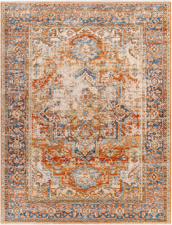 Livabliss Chicago Traditional Fringe Accent Rug Low Pile Polyester Weave for Entryway Decor Burnt Orange, R 2' x 2'11" CHG2301-111211