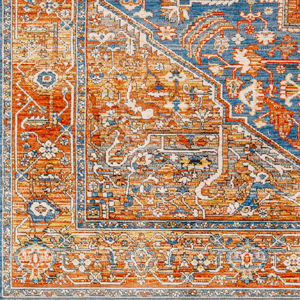 Chicago CHG-2302 8'10" x 12'8" Machine Woven Rug CHG2302-810127  Blue, Mustard, Rust, Burnt Orange, Light Beige Surya