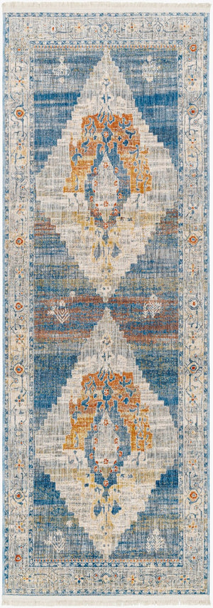 Livabliss Chicago Traditional Turkish Style Polyester Area Rug with Fringe for Large Living Rooms Slate, Blue 2'10" x 12' CHG2303-2101111