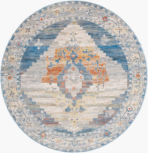 Livabliss Chicago Traditional Turkish Style Polyester Area Rug with Fringe for Large Living Rooms Slate, Blue 6'7" x 6'7" CHG2303-67RD