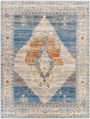 Chicago CHG-2303 7'10" x 10' Machine Woven Rug CHG2303-71010  Slate, Blue, Light Beige, Mustard, Rust Surya