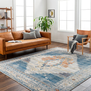 Chicago CHG-2303 8'10" x 12'8" Machine Woven Rug CHG2303-810127  Slate, Blue, Light Beige, Mustard, Rust Surya