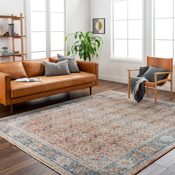 Chicago CHG-2304 8'10" x 12'8" Machine Woven Rug CHG2304-810127  Light Beige, Rust, Black, Slate, Blue Surya