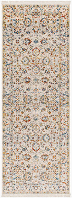 Livabliss Chicago Traditional Polyester Area Rug with Fringe for Formal Living and Dining Spaces Slate, Light Be 2'10" x 8' CHG2305-2108