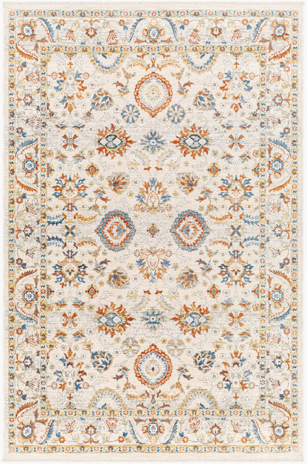 Livabliss Chicago Traditional Polyester Area Rug with Fringe for Formal Living and Dining Spaces Slate, Light Be 8'10" x 12'8" CHG2305-810127