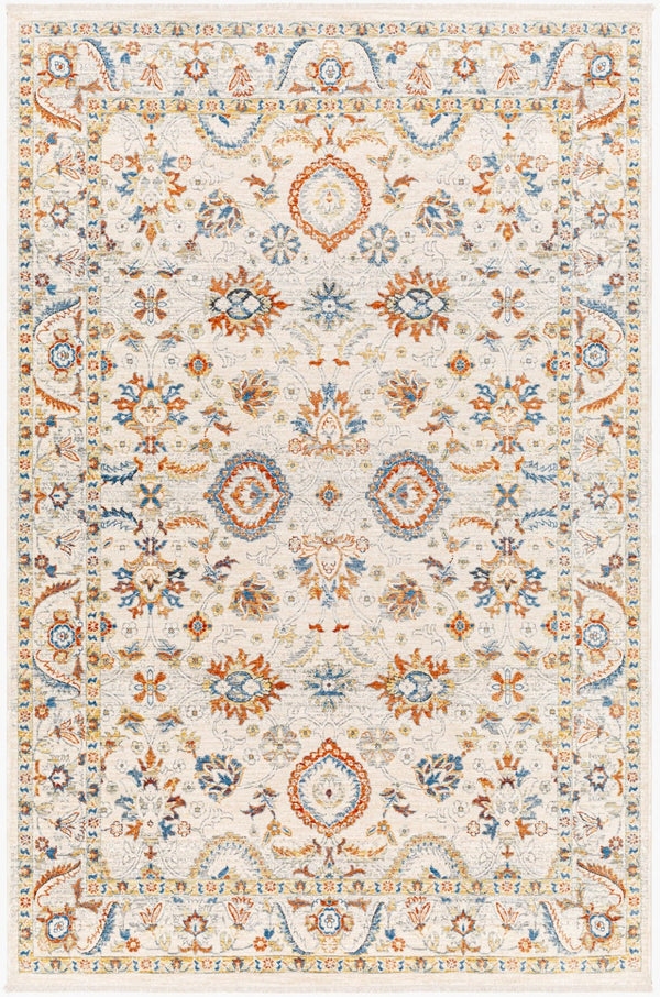 Livabliss Chicago Traditional Polyester Area Rug with Fringe for Formal Living and Dining Spaces Slate, Light Be 8'10" x 12'8" CHG2305-810127