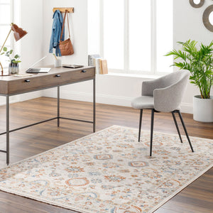 Livabliss Chicago Traditional Polyester Area Rug with Fringe for Formal Living and Dining Spaces Slate, Light Be 6'7" x 6'7" CHG2305-67RD