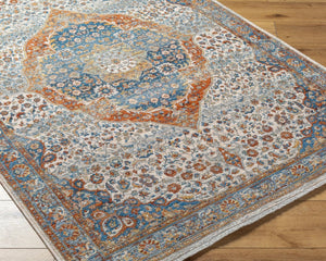 Livabliss Chicago Traditional Polyester Area Rug with Fringe Low Pile for Large Living Spaces Blue, Rust 12' x 15'7" CHG2306-1111157
