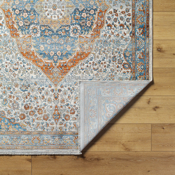 Chicago CHG-2306 8'10" x 12'8" Machine Woven Rug CHG2306-810127  Blue, Rust, Burnt Orange, Mustard, Light Beige Surya