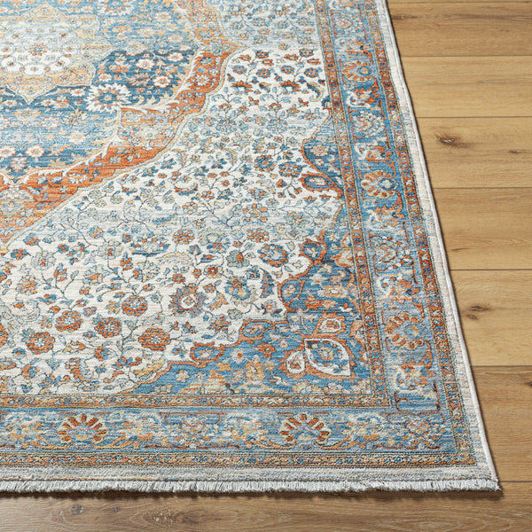 Chicago CHG-2306 8'10" x 12'8" Machine Woven Rug CHG2306-810127  Blue, Rust, Burnt Orange, Mustard, Light Beige Surya