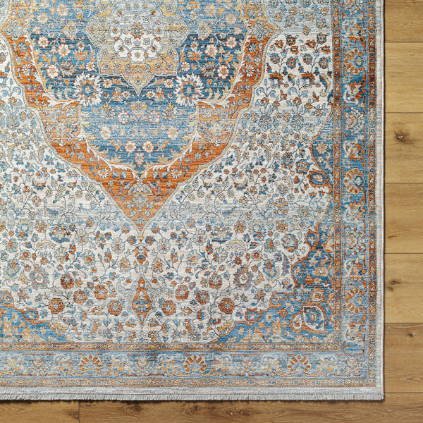 Chicago CHG-2306 8'10" x 12'8" Machine Woven Rug CHG2306-810127  Blue, Rust, Burnt Orange, Mustard, Light Beige Surya