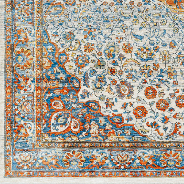Chicago CHG-2306 8'10" x 12'8" Machine Woven Rug CHG2306-810127  Blue, Rust, Burnt Orange, Mustard, Light Beige Surya