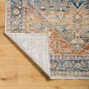 Chicago CHG-2307 8'10" x 12'8" Machine Woven Rug CHG2307-810127  Blue, Light Beige, Mustard, Rust, Burnt Orange, Slate Surya