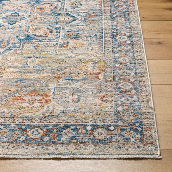 Livabliss Chicago Traditional Border Fringe Accent Rug Turkey Woven Polyester Entryway Floor Mat Blue, Light Bei 2'10" x 8' CHG2307-2108