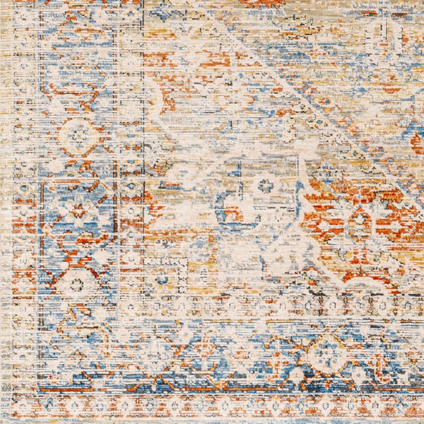Livabliss Chicago Traditional Border Fringe Accent Rug Turkey Woven Polyester Entryway Floor Mat Blue, Light Bei 2'10" x 8' CHG2307-2108