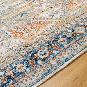 Chicago CHG-2307 8'10" x 12'8" Machine Woven Rug CHG2307-810127  Blue, Light Beige, Mustard, Rust, Burnt Orange, Slate Surya