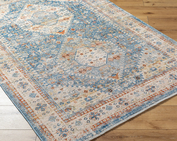 Chicago CHG-2309 8'10" x 12'8" Machine Woven Rug CHG2309-810127  Blue, Light Beige, Mustard, Slate, Burnt Orange Surya
