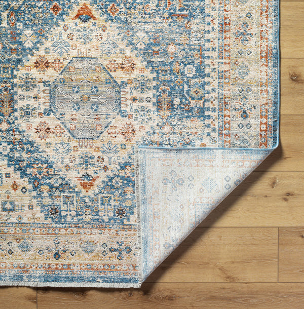Chicago CHG-2309 8'10" x 12'8" Machine Woven Rug CHG2309-810127  Blue, Light Beige, Mustard, Slate, Burnt Orange Surya