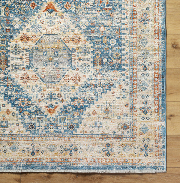 Chicago CHG-2309 8'10" x 12'8" Machine Woven Rug CHG2309-810127  Blue, Light Beige, Mustard, Slate, Burnt Orange Surya