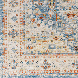 Chicago CHG-2309 8'10" x 12'8" Machine Woven Rug CHG2309-810127  Blue, Light Beige, Mustard, Slate, Burnt Orange Surya