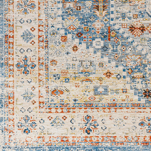 Chicago CHG-2309 8'10" x 12'8" Machine Woven Rug CHG2309-810127  Blue, Light Beige, Mustard, Slate, Burnt Orange Surya