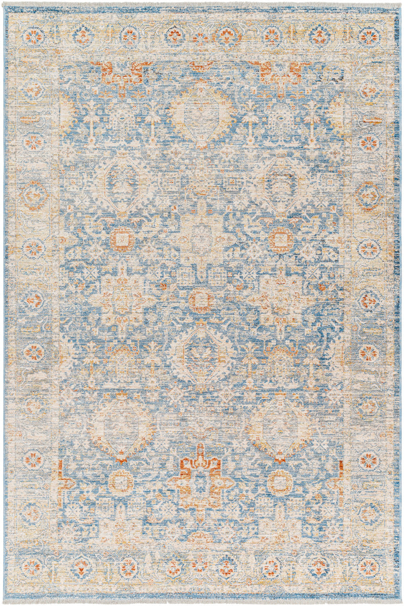 Chicago CHG-2310 8'10" x 12'8" Machine Woven Rug CHG2310-810127  Blue, Light Beige, Mustard, Slate, Burnt Orange Surya