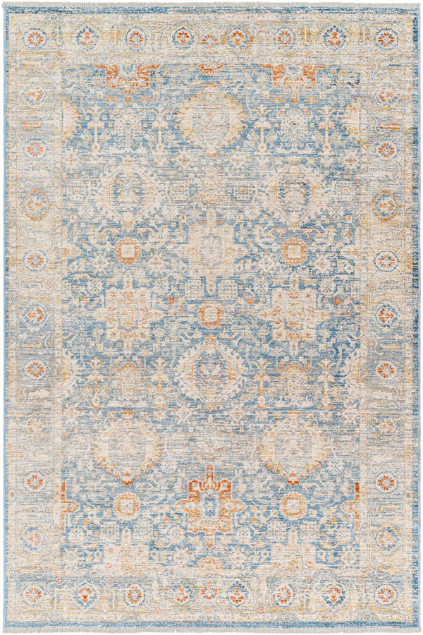 Chicago CHG-2310 8'10" x 12'8" Machine Woven Rug CHG2310-810127  Blue, Light Beige, Mustard, Slate, Burnt Orange Surya