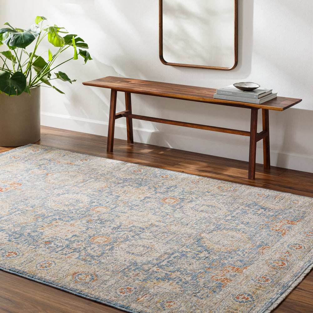 Chicago CHG-2310 8'10" x 12'8" Machine Woven Rug CHG2310-810127  Blue, Light Beige, Mustard, Slate, Burnt Orange Surya