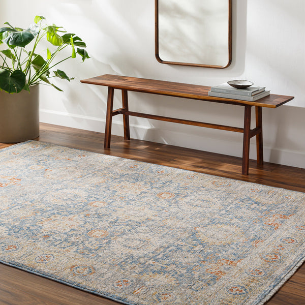 Chicago CHG-2310 8'10" x 12'8" Machine Woven Rug CHG2310-810127  Blue, Light Beige, Mustard, Slate, Burnt Orange Surya