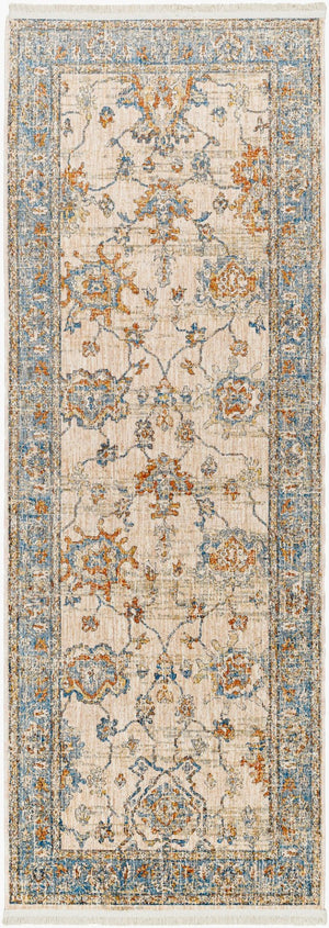 Livabliss Chicago Traditional Polyester Area Rug with Fringe Border for Living and Dining Rooms Slate, Light Be 2'10" x 12' CHG2311-2101111