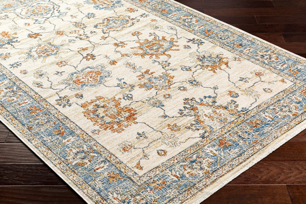 Livabliss Chicago Traditional Polyester Area Rug with Fringe Border for Living and Dining Rooms Slate, Light Be 6'7" x 6'7" CHG2311-67RD
