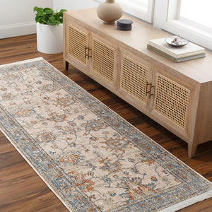 Livabliss Chicago Traditional Polyester Area Rug with Fringe Border for Living and Dining Rooms Slate, Light Be 2'10" x 12' CHG2311-2101111