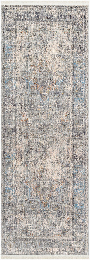 Livabliss Chicago Traditional Polyester Area Rug with Fringe Trim for Large Living Rooms Charcoal, Light 2'10" x 12' CHG2312-2101111