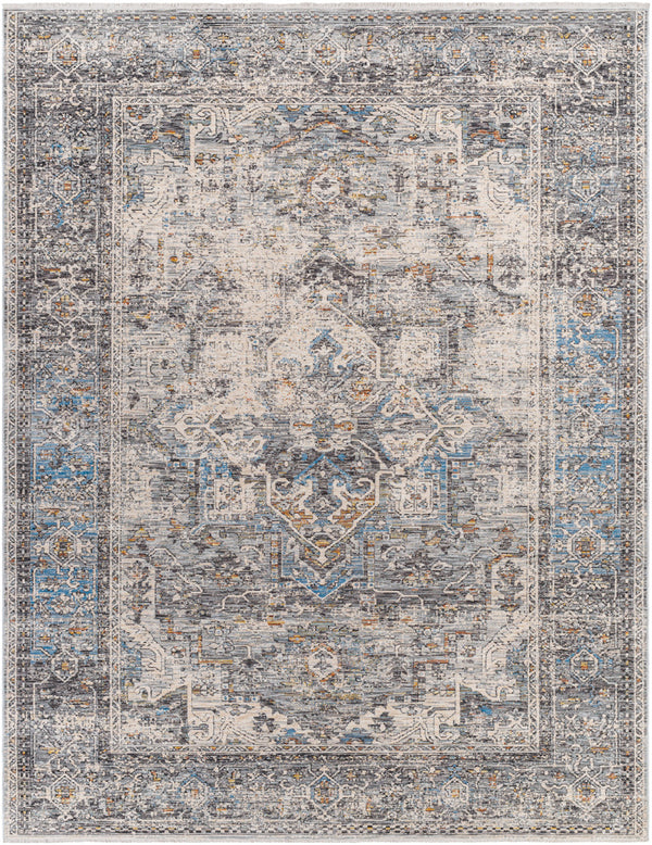 Chicago CHG-2312 8'10" x 12'8" Machine Woven Rug CHG2312-810127  Charcoal, Light Beige, Slate, Black, Blue Surya