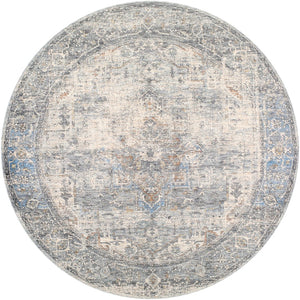 Livabliss Chicago Traditional Polyester Area Rug with Fringe Trim for Large Living Rooms Charcoal, Light 6'7" x 6'7" CHG2312-67RD