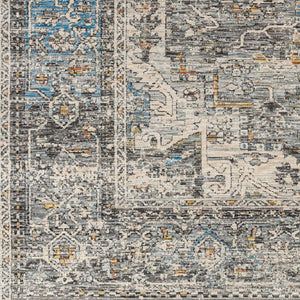 Livabliss Chicago Traditional Polyester Area Rug with Fringe Trim for Large Living Rooms Charcoal, Light 2'10" x 12' CHG2312-2101111