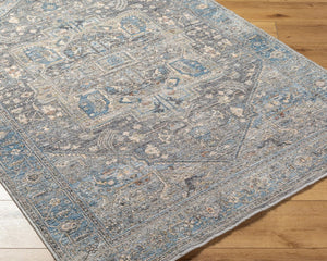 Livabliss Chicago Traditional Fringe Area Rug Soft Polyester Pile for Living and Dining Rooms Slate, Black 2'10" x 12' CHG2313-2101111