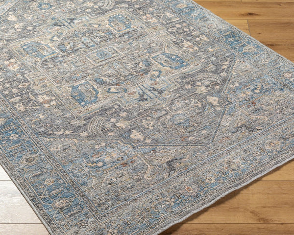 Livabliss Chicago Traditional Fringe Area Rug Soft Polyester Pile for Living and Dining Rooms Slate, Black 2'10" x 12' CHG2313-2101111