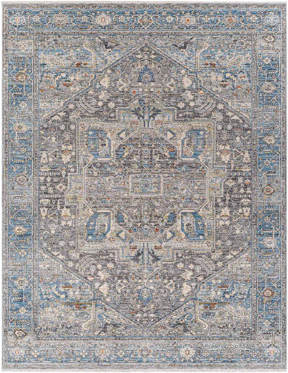 Chicago CHG-2313 8'10" x 12'8" Machine Woven Rug CHG2313-810127  Slate, Black, Charcoal, Light Beige, Blue Surya