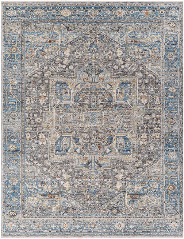 Chicago CHG-2313 8'10" x 12'8" Machine Woven Rug CHG2313-810127  Slate, Black, Charcoal, Light Beige, Blue Surya