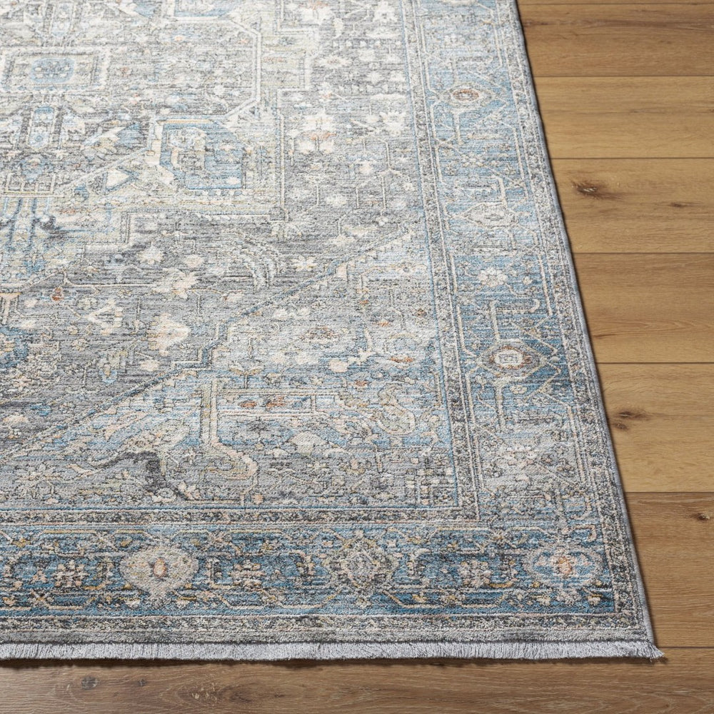 Livabliss Chicago Traditional Fringe Area Rug Soft Polyester Pile for Living and Dining Rooms Slate, Black 8'10" x 12'8" CHG2313-810127
