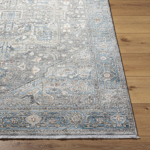 Livabliss Chicago Traditional Fringe Area Rug Soft Polyester Pile for Living and Dining Rooms Slate, Black 2'10" x 12' CHG2313-2101111
