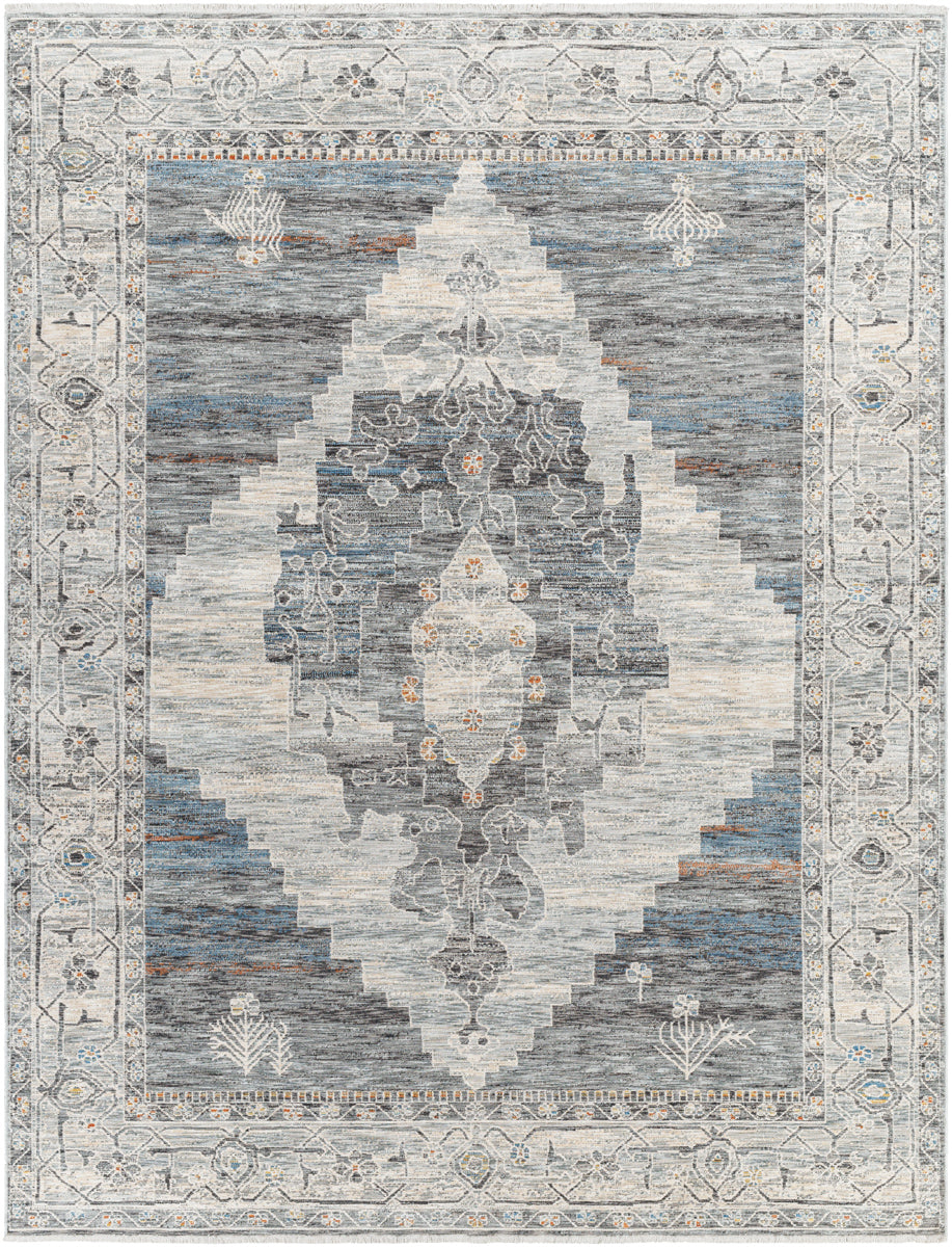 Chicago CHG-2314 8'10" x 12'8" Machine Woven Rug CHG2314-810127  Slate, Charcoal, Light Beige, Blue, Black Surya