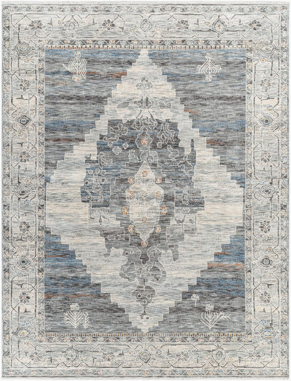Livabliss Chicago Traditional Fringe Area Rug Low Pile Polyester Weave for Large Living Rooms Slate, Charcoal 12' x 15'7" CHG2314-1111157