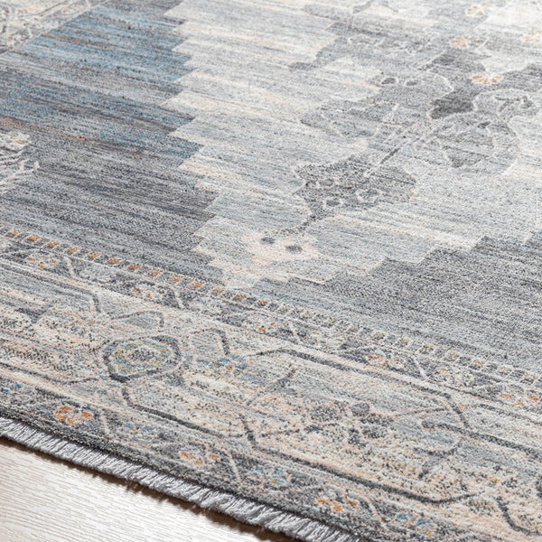 Chicago CHG-2314 8'10" x 12'8" Machine Woven Rug CHG2314-810127  Slate, Charcoal, Light Beige, Blue, Black Surya