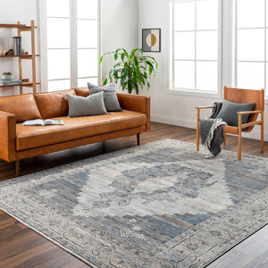 Chicago CHG-2314 8'10" x 12'8" Machine Woven Rug CHG2314-810127  Slate, Charcoal, Light Beige, Blue, Black Surya