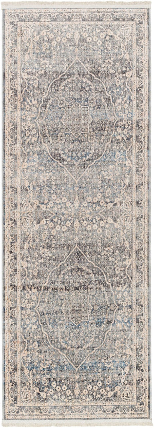 Livabliss Chicago Geometric Traditional Area Rug with Fringe Border for Large Living Spaces Slate, Charcoal 2'10" x 12' CHG2315-2101111